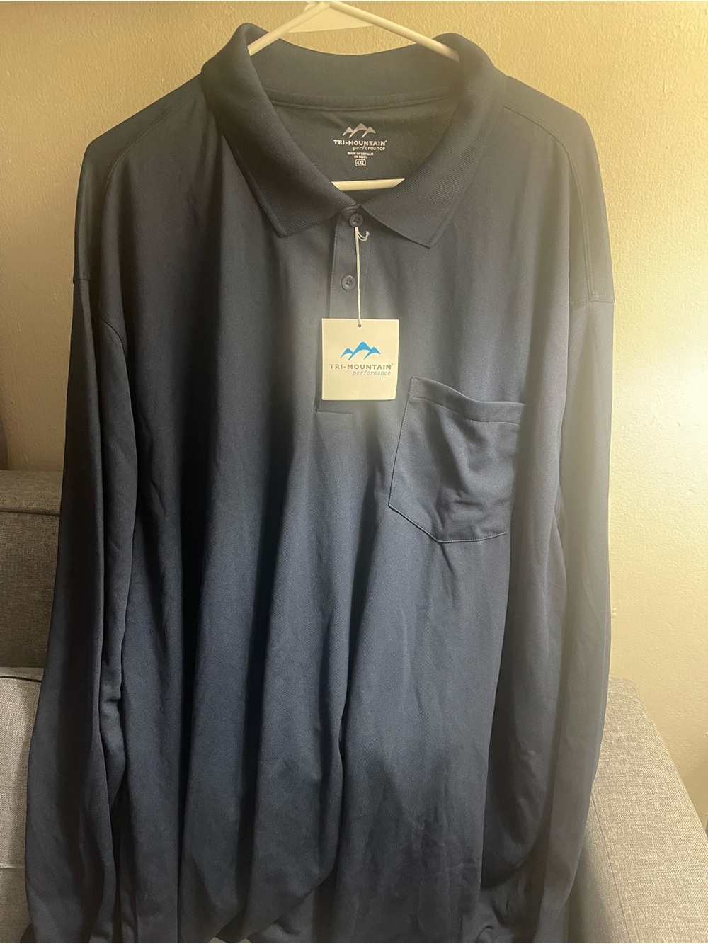 Tri-Mountain Men's Long Sleeve Polo Shirt - Navy